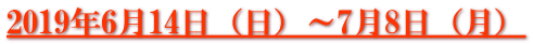 2019年6月14日（日）～7月8日（月）