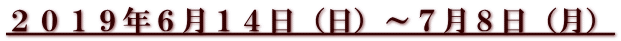 ２０１９年６月１４日（日）～７月８日（月）
